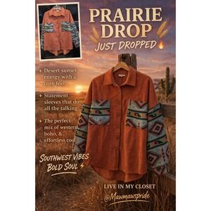 Southwest Patchwork Corduroy Shacket | Boho Western Aztec Button Down | Size M